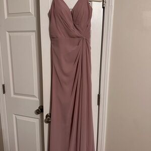 Sleeveless V-Neck Mauve Draped Evening Dress